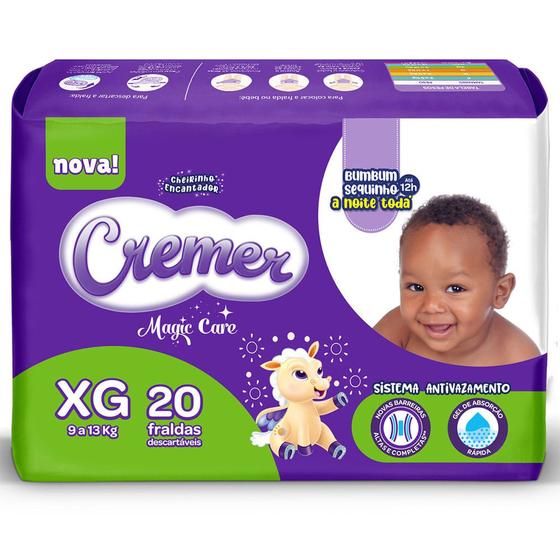 Fralda Cremer Magic Care Tamanho XG Pacote Prática com 20 Fraldas Descartáveis Menor preço em Fralda Cremer Magic Care Tamanho XG Pacote Prática com 20 Fraldas Descartáveis