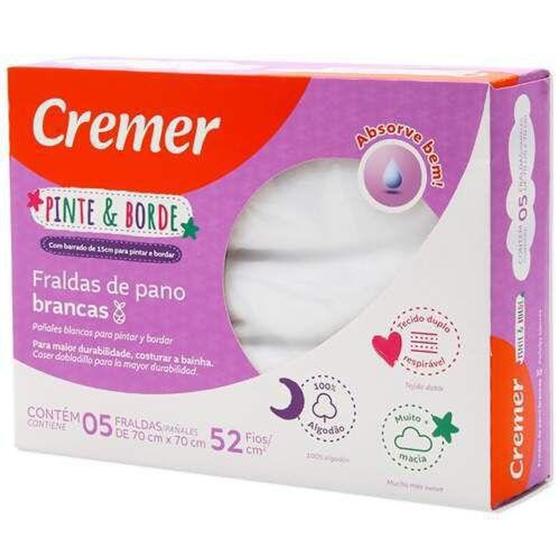 Imagem de Fralda cremer pinteborde bca 0,70x0,70cm c/05 und