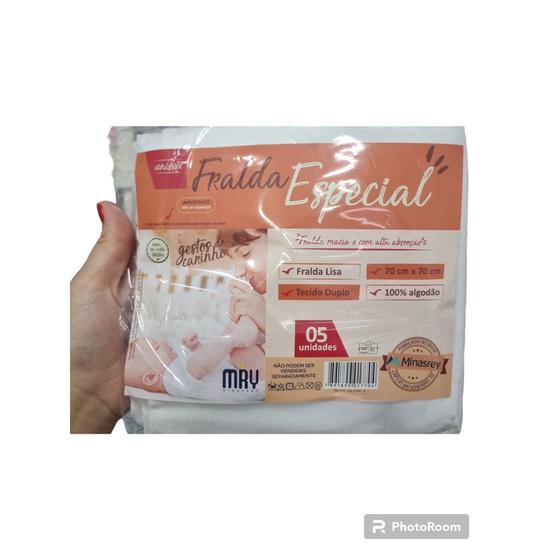 Imagem de Fralda de Pano 70x70 c/5 un Lisa Tecido Duplo