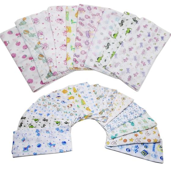 Imagem de Fralda De Pano Estampada Comum 100% Algodão Kit Com 5