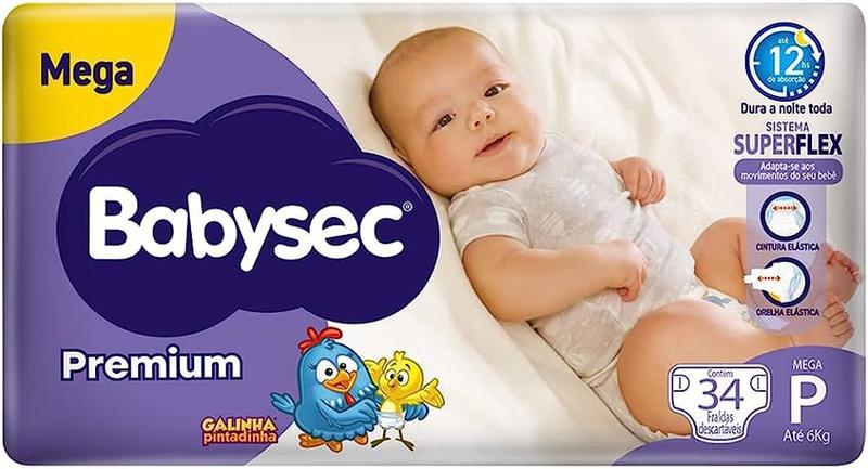 Imagem de Fralda Descartável Babysec Galinha Pintadinha Premium Mega P - 34 Unidades