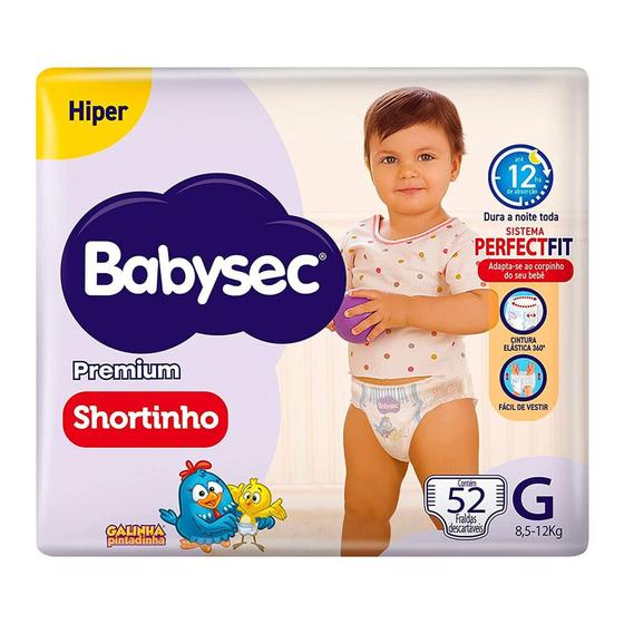 Imagem de Fralda Descartável Babysec Galinha Pintadinha Shortinho Hiper G Com 52 Unidades