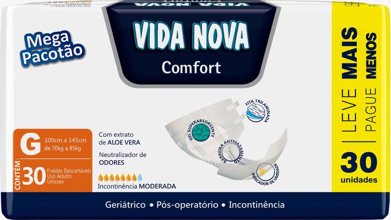 Imagem de Fralda Descartavel Geriatrica Adulto Vida Nova Confort Master (G) Com 30 UN