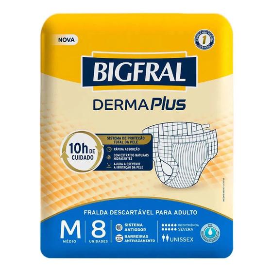 Imagem de Fralda Descartável Geriátrica Bigfral Derma Plus M 8un - BIGFRAL