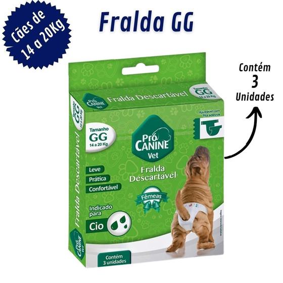 Imagem de Fralda Descartável GG para Cães 3 Unidades Prócanine