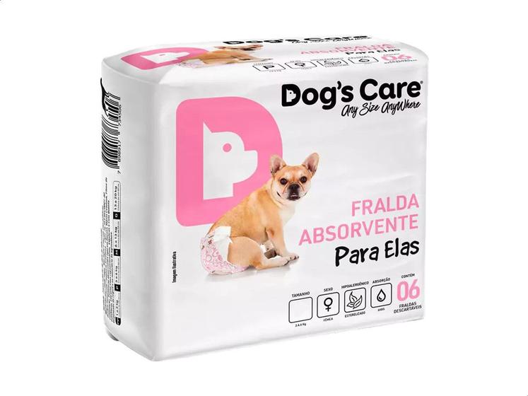 Imagem de Fralda Descartável Higiênica P/cães Fêmea Dogs Care 6 Un PP
