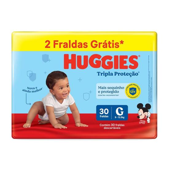 Fralda Descartável Huggies Tripla Proteção Meguinha G - 30 Tiras Imagem de Fralda Descartável Huggies Tripla Proteção Meguinha G - 30 Tiras