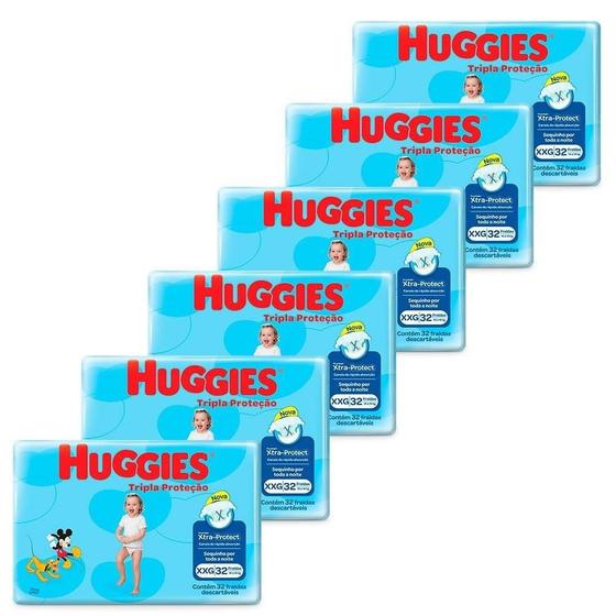 Fralda Descartável Huggies Tripla ProteçãoTamanho XXG - 6 Pacotes com 32 Tiras Menor preço em Fralda Descartável Huggies Tripla ProteçãoTamanho XXG - 6 Pacotes com 32 Tiras