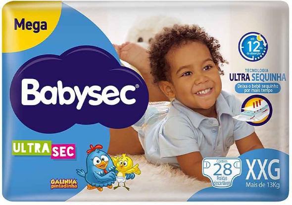 Imagem de Fralda Descartável Infântil Babysec Galinha Pintadinha Ultrasec Mega Tamanho XXG Com 28 Unidades Com Toque Suave