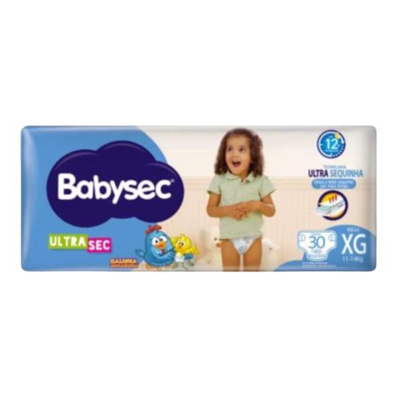 Imagem de Fralda Descartável Infantil Bebê Babysec Ultra Sec Galinha Pintadinha Tamanho XG cm 30 Unidades