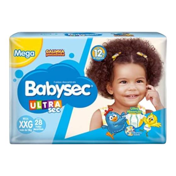 Imagem de Fralda Descartável Infantil Bebê  Babysec Ultra Sec Galinha Pintadinha Tamanho XXG com 28 Fraldas