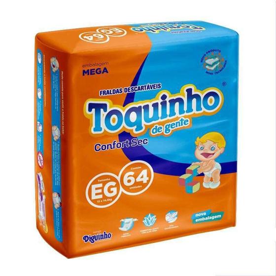 Imagem de Fralda Descartável Infantil Toquinho Confort Sec Mega EG C/64 - Diguinho Toquinho
