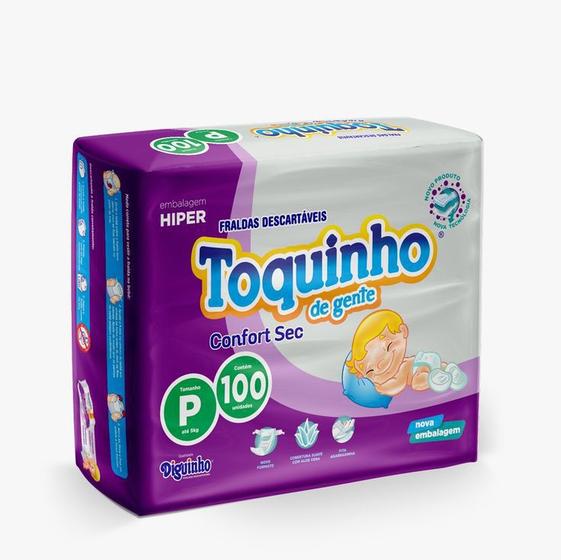 Imagem de Fralda Descartável Infantil Toquinho De Gente Premium Atacado P Com 100 Unidades 