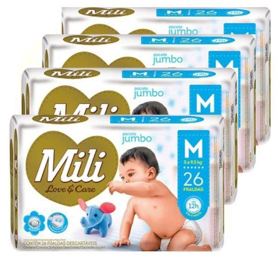 Fralda Descartável Mili - Love Care - Linha Premium - Tamanho M - 26 fraldas Menor preço em Fralda Descartável Mili - Love Care - Linha Premium - Tamanho M - 26 fraldas