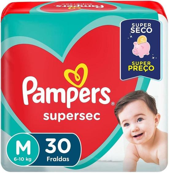 Imagem de Fralda descartavel pampers supersec economico m com 30 unidades