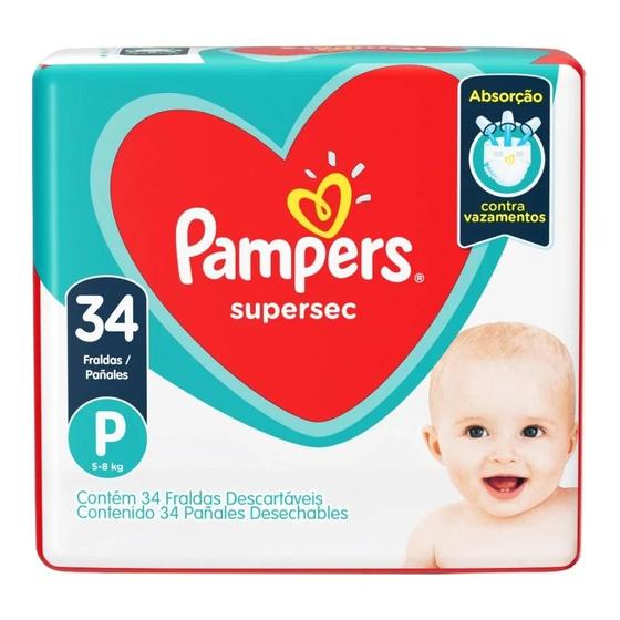 Imagem de Fralda Descartável Pampers Supersec P 34 Un cuidado com Bebe