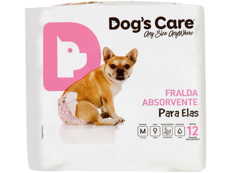 Imagem de Fralda Descartável para Cachorro Fêmea M - Dogs Care Para Elas 12 Unidades