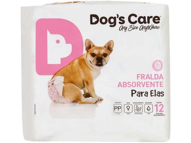 Imagem de Fralda Descartável para Cachorro Fêmea PP - Dogs Care Para Elas 12 Unidades