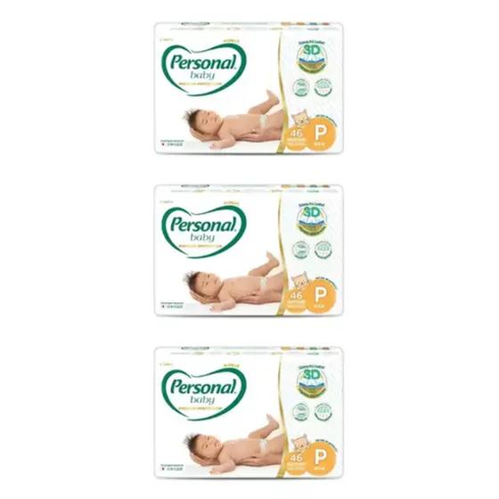 Imagem de Fralda Descartavel Personal Premium Mega 3 Pacotes Tamanho P Com 46 Unidades Cada