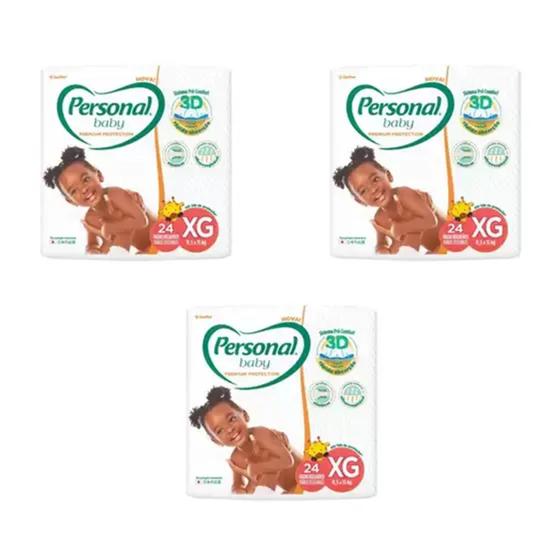 Imagem de Fralda Descartavel Personal Premium Mega 3 Pacotes Tamanho XG com 24 Unidades Cada