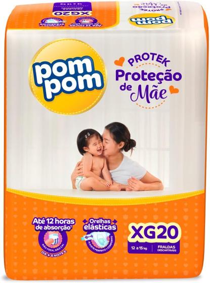 Imagem de Fralda descartavel pompom derma protek jumbo xg c/20 unid