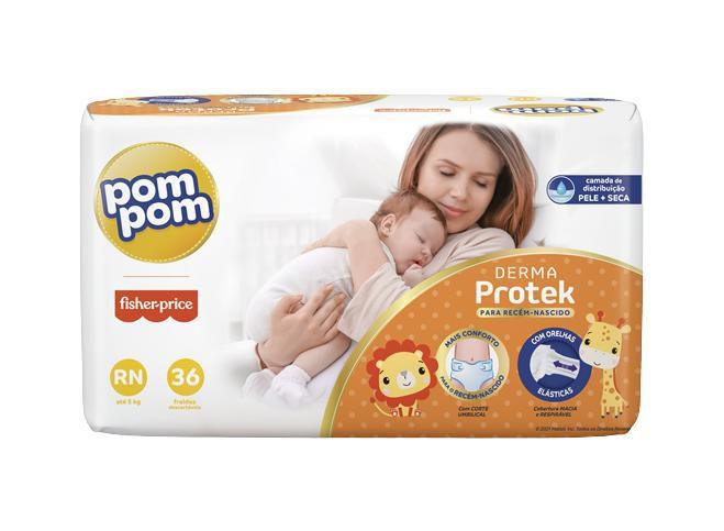 Imagem de FRALDA DESCARTÁVEL POMPOM DERMA PROTEK NOVA RN até 4 kg