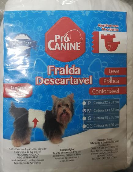 Imagem de Fralda Descartável Pro Canine Macho M (cintura 33 a 53 cm) com 3 unidades