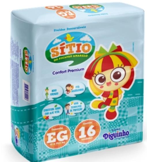 Fralda descartável Sítio do pica pau amarelo Confort Premium tamanho EG Diguinho Fralda Fralda descartável Sítio do pica pau amarelo Confort Premium tamanho EG Diguinho Fralda