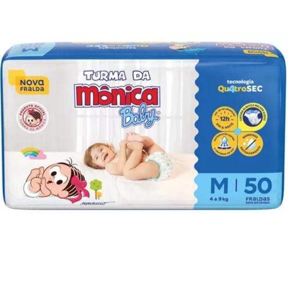 Imagem de Fralda Descartável Turma Da Mônica Baby M Pacote 50 Unidades