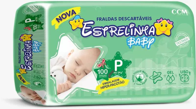 Imagem de Fralda Estrelinha Baby Hiper Tamanho P 1 Pacote Com 100 Unidades 
