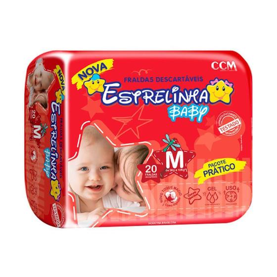 Imagem de Fralda Estrelinha Baby Tamanho M Pacote Prático 20 Fraldas Descartáveis