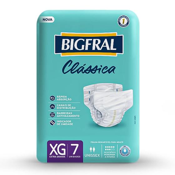 Fralda Geriátrica Bigfral Clássica Tamanho XG - 07 unidades Menor preço em Fralda Geriátrica Bigfral Clássica Tamanho XG - 07 unidades