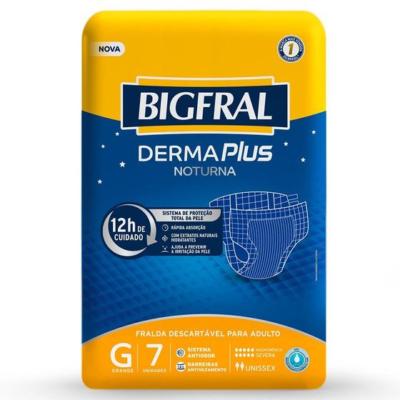 Imagem de Fralda Geriátrica Bigfral Derma Plus Noturna Tamanho G - 8 Pacotes com 7 Fraldas - Total 56 Tiras