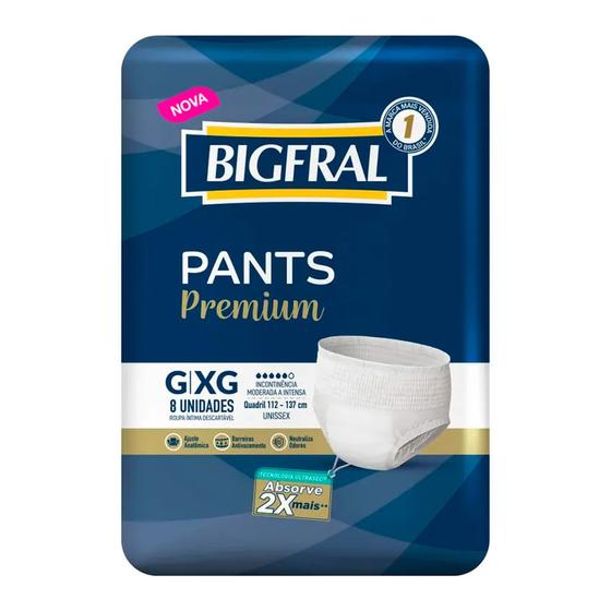 Imagem de Fralda Geriátrica Bigfral Pants Premium Roupa Íntima Tamanho G/XG com 8 Unidades