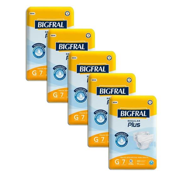 Imagem de Fralda Geriátrica Bigfral Regular Plus G 7U Kit 5