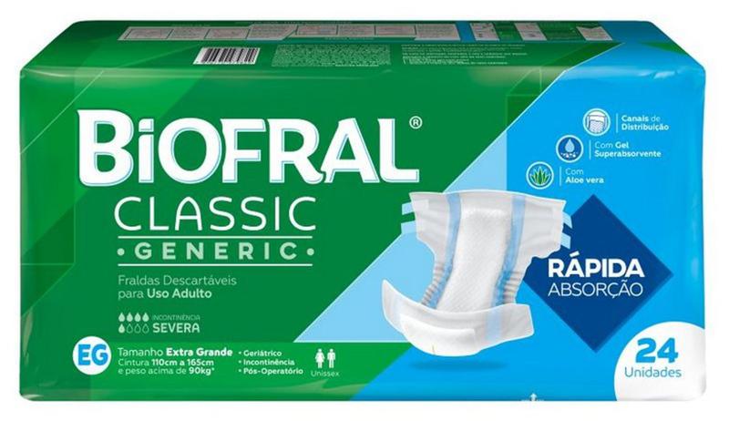 Imagem de Fralda Geriátrica Biofral Classic EG com  24 Unidades