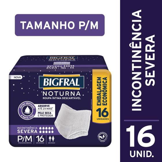 Imagem de Fralda Geriátrica de Vestir Bigfral Premium Noturna Roupa Intima Tam PM 16 unid