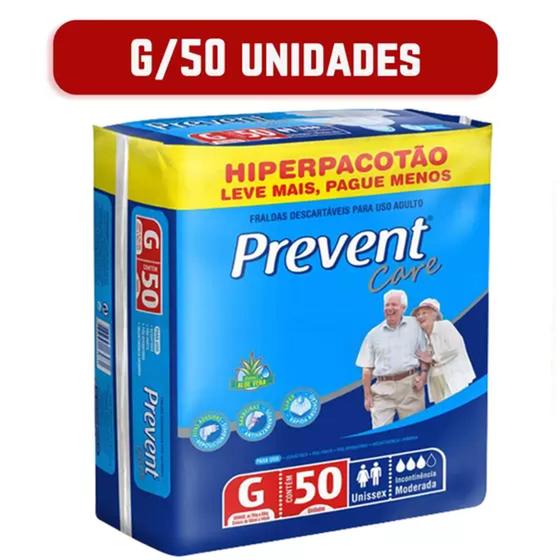 Imagem de Fralda Geriatrica Descartável Adulto Prevent Care G 1 Pacote Com 50 unidades - Lançamento