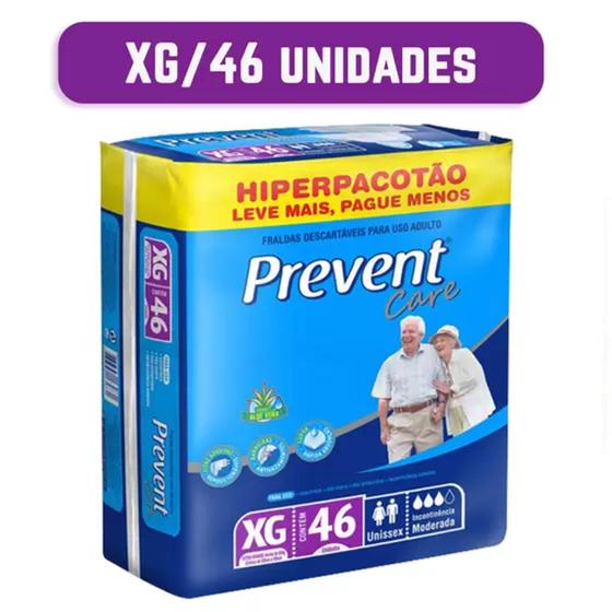 Imagem de Fralda Geriatrica Descartável Adulto Prevent Care XG 1 Pacote Com 46 unidades - Lançamento