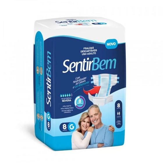Fralda Geriátrica Descartável Incontinência Severa Tamanho G 8 Unidades ...