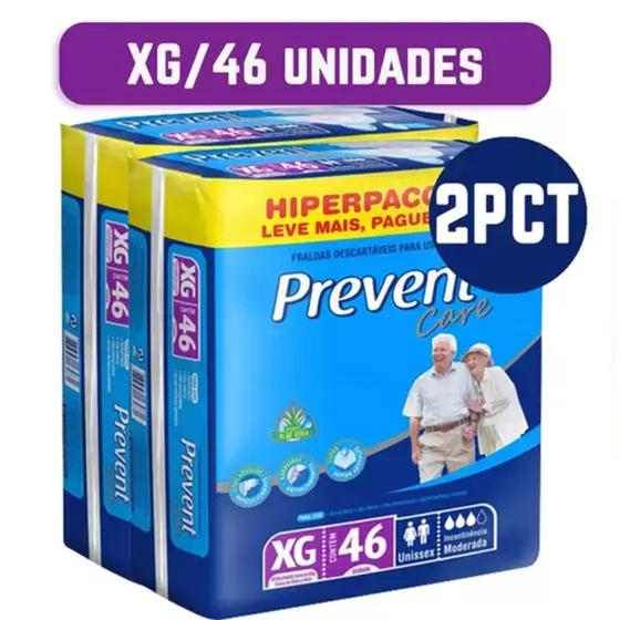 Imagem de Fralda Geriatrica Descartavel Prevent Care XG Com 2 Pacotes 46 Unidaes Cada- Leve Mais Pague Menos