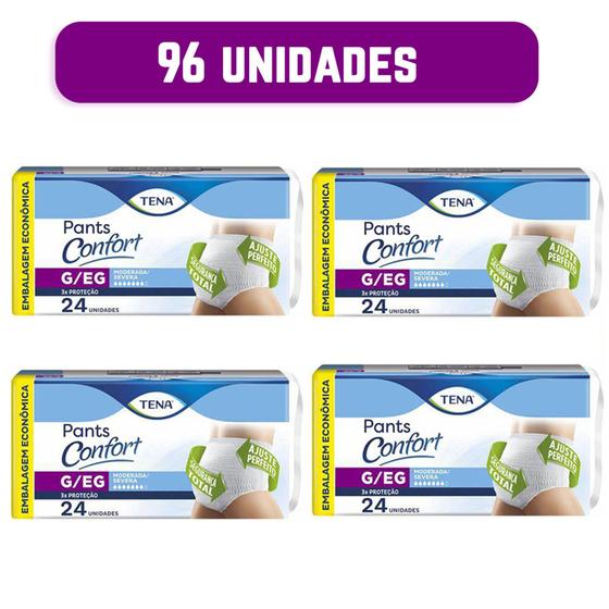 Fralda Geriátrica Descartável Tena Mega Roupa Íntima Pants Confort G/EG - 4 Pacotes com 24 Tiras Menor preço em Fralda Geriátrica Descartável Tena Mega Roupa Íntima Pants Confort G/EG - 4 Pacotes com 24 Tiras