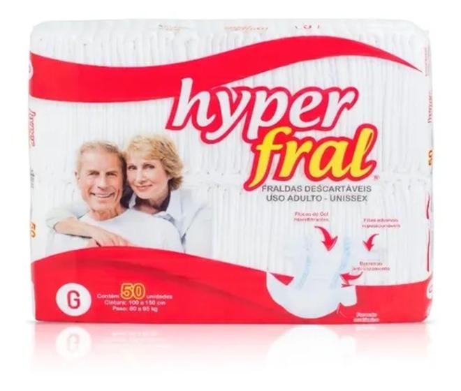 Fralda Geriátrica HyperFral G com 50 Unidades - Hyper Fral Menor preço em Fralda Geriátrica HyperFral G com 50 Unidades - Hyper Fral