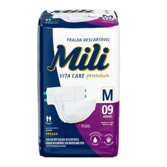 Imagem de Fralda Geriátrica Mili Vita Care Premium Tamanho M com 9 Unidades