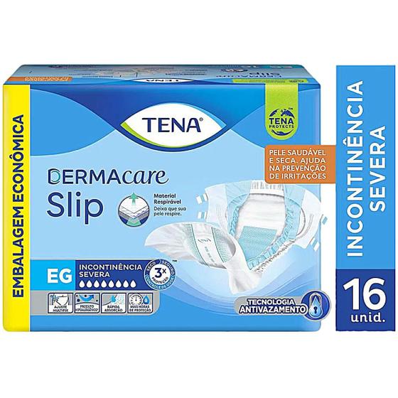 Imagem de Fralda Geriátrica Tena Dermacare Slip - Tamanho EG - Com 16 unidades
