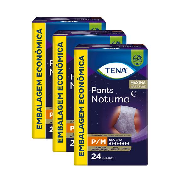 Imagem de Fralda Geriatrica Tena Pants Noturna P/M com 72 unid - 3 Pacotes com 24 Tiras