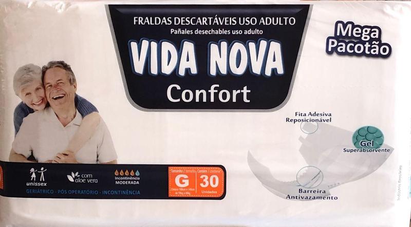 Imagem de Fralda Geriátrica Vida Nova Confort - Tamanho G - Com 30 Unidades - Eurofral - Ccm