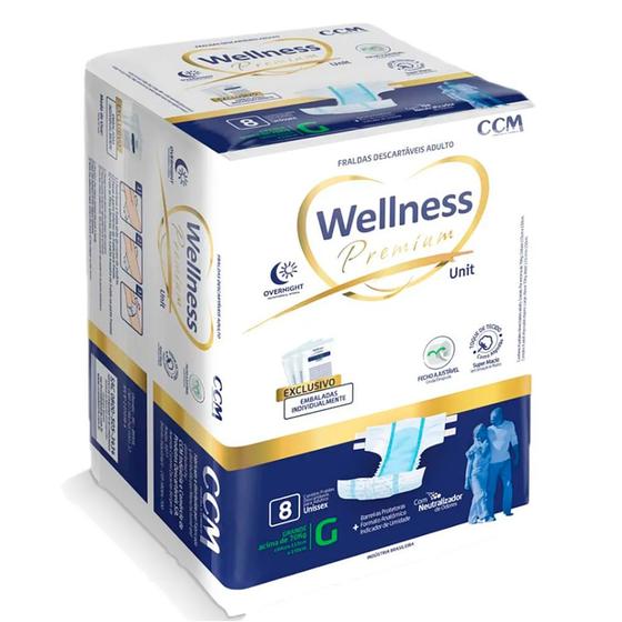 Imagem de Fralda Geriátrica Wellness Premium Unissex Descartável Tamanho G 8 Unidades