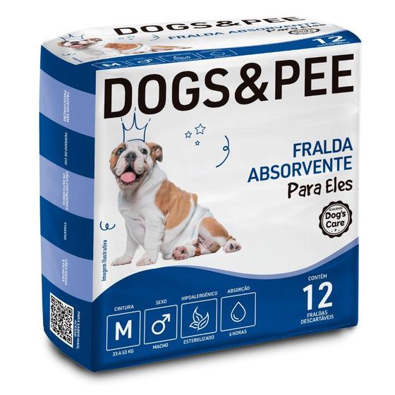 Imagem de Fralda Higiênica Descartável p/ cães Macho Dogs & Pee M 12Un