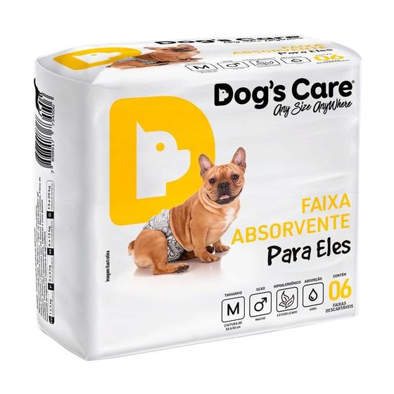 Imagem de Fralda Higiênica Descartável Para Cães Macho M Com 6 Unidades - Dog's Care